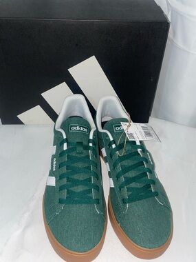 adidas Men’s Green Sneakers with White Stripes and Gum Sole